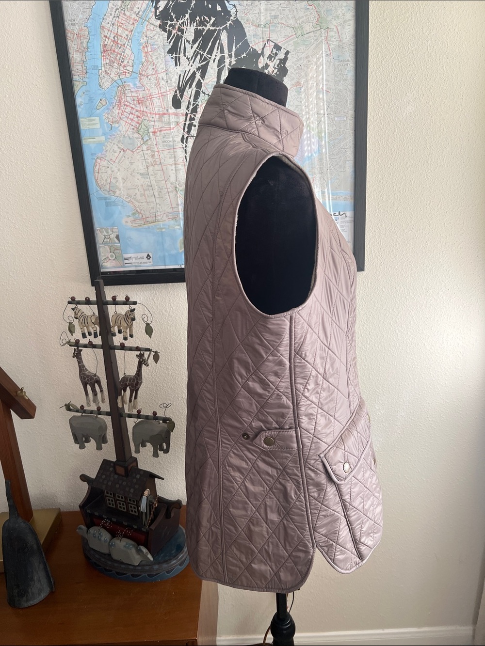 Barbour Wray Gilet Vest Quilted Khaki Quilted Fleece Lined Women's 12 - Picture 3 of 10